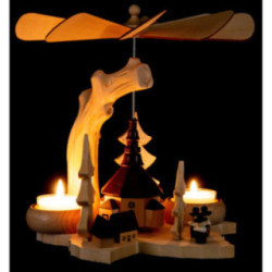 1-stöckige Blattpyramide Kurrende mit Seiffener Kirche - 21 cm