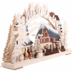 Candle Arch - Pyramid House with White Frost and Turning Pyramid - 72x43 cm / 28x17 inch