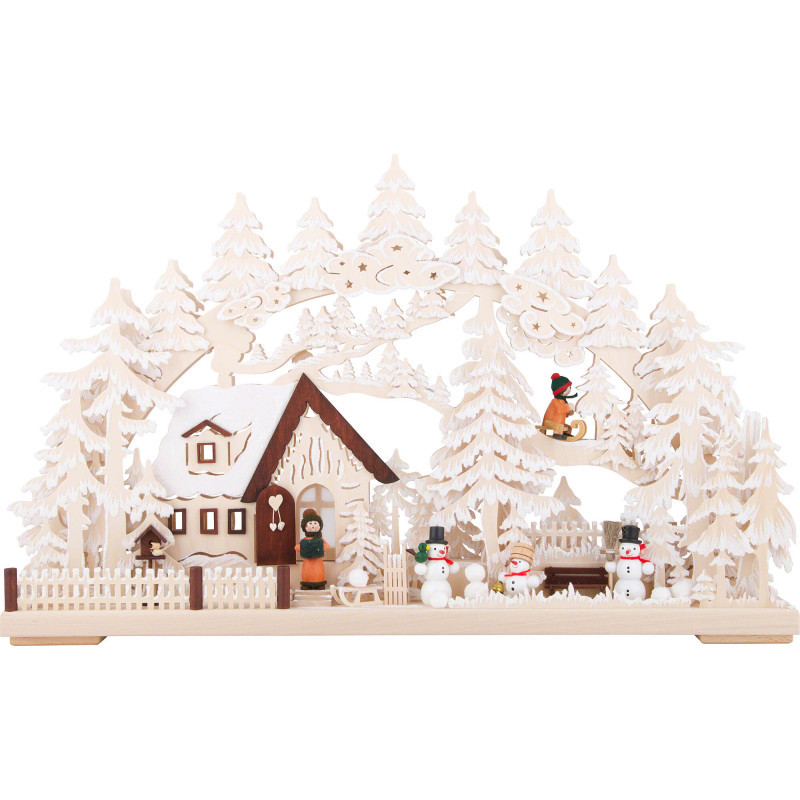 3D Candle Arch - Winter Scenery with White Frost. Electr. Candles - 62x39 cm / 24.41inchx15.35 inch