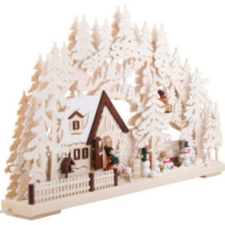 3D Candle Arch - Winter Scenery with White Frost. Electr. Candles - 62x39 cm / 24.41inchx15.35 inch
