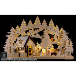 3D Candle Arch - Winter Scenery with White Frost. Electr. Candles - 62x39 cm / 24.41inchx15.35 inch