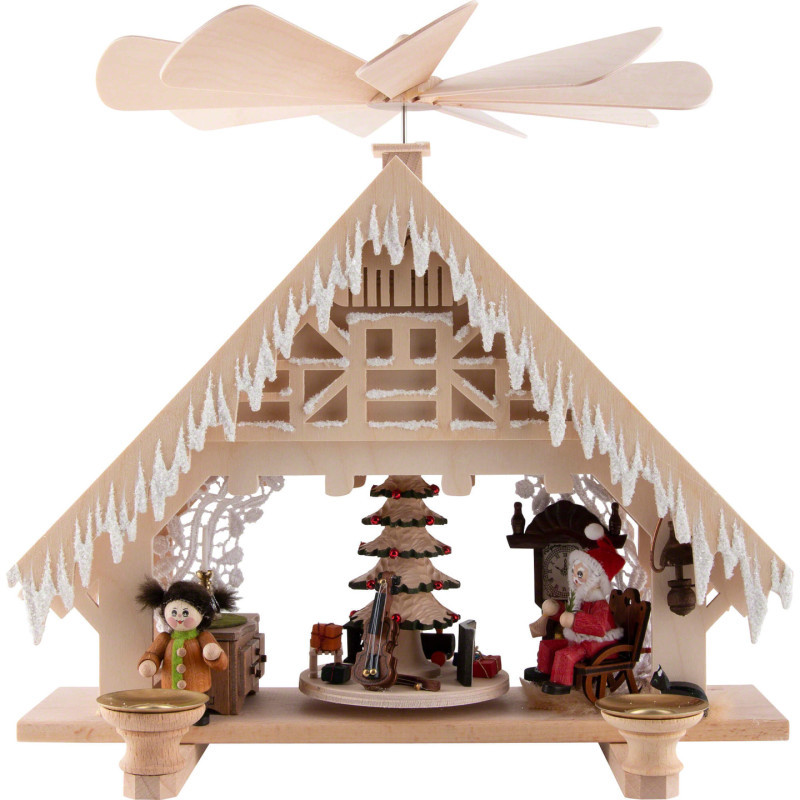 1-Tier Pyramid House - Christmas Parlor with White Frost - 28 cm / 11 inch