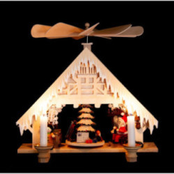 1-Tier Pyramid House - Christmas Parlor with White Frost - 28 cm / 11 inch