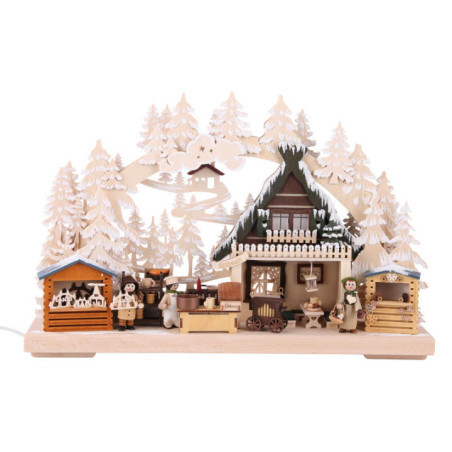 3D-Schwibbogen Nikolausmarkt mit Raureif - 40x30x7 cm