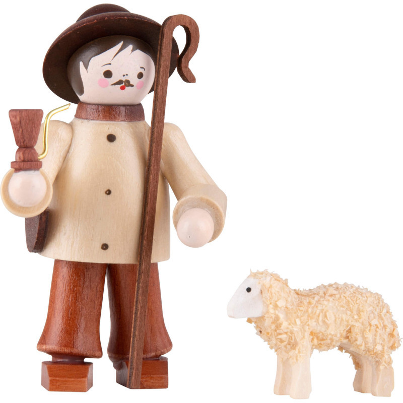 Thiel-Figur Hirte mit Schaf - natur - 6 cm