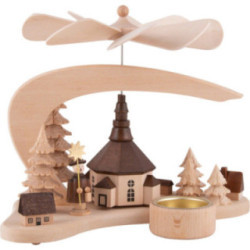 1-Tier Pyramid - Solid Wood - Seiffen Village - 17 cm / 6.7 inch