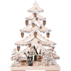 Light Triangle - Manger with Deers and White Frost - 32x44 cm / 12.6x17.3 inch