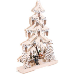 Lichterspitze Futterkrippe mit Förster und Raureif - 32x44 cm