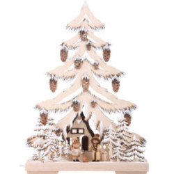 Light Triangle - Woman and Girl with Dog, White Frost - 32x44 cm / 12.6x17.3 inch