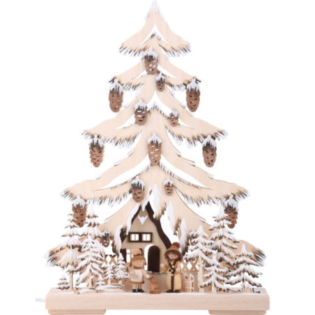 Light Triangle - Woman and Girl with Dog, White Frost - 32x44 cm / 12.6x17.3 inch