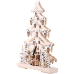 Lichterspitze Tanne Frau und Mädchen mit Hund, Raureif - 32-x44 cm