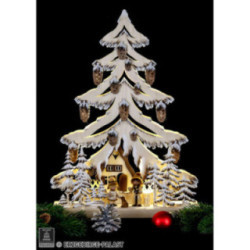 Lichterspitze Tanne Frau und Mädchen mit Hund, Raureif - 32-x44 cm