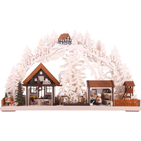 3D Candle Arch - Christmas Bakery with Walki Figures - 72x43 cm / 28x17 inch