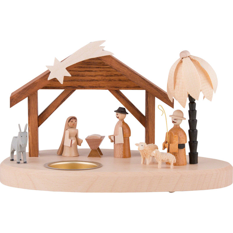 Teelichthalter mit Weihnachtskrippe - 11 cm
