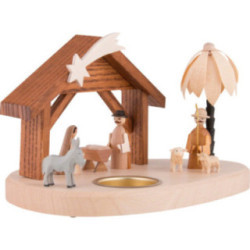 Teelichthalter mit Weihnachtskrippe - 11 cm
