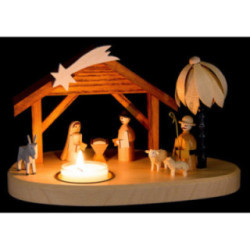 Teelichthalter mit Weihnachtskrippe - 11 cm