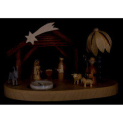 Teelichthalter mit Weihnachtskrippe - 11 cm