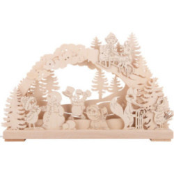 3D Double Arch - Pitti and Friends making a Snowman - 43x28 cm / 16.9x11 inch