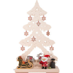 Light Triangle - Fir Tree - Santa with Red Stars - 31x51 cm / 12.2x20.1 inch