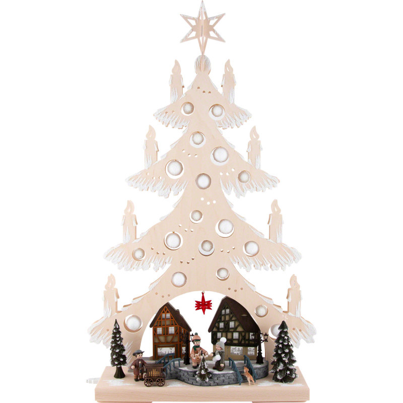 Light Triangle - Fir Tree - Christmas Magic in the Village with White Frost - 43x73,5 cm / 16.9x28.9 inch