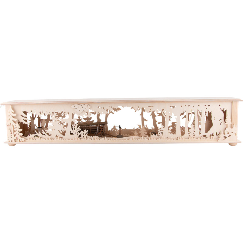 Schwibbogen-Unterbau/Raumleuchte Holzwagen - 80x15 cm