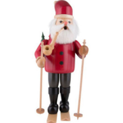 Räuchermännchen Weihnachtsmann mit Ski - rot - 52 cm