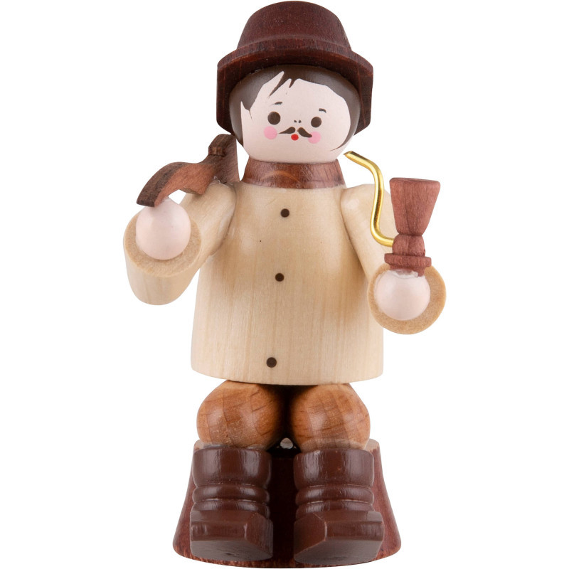 Thiel-Figur Waldarbeiter sitzend auf Stamm - natur - 10 cm