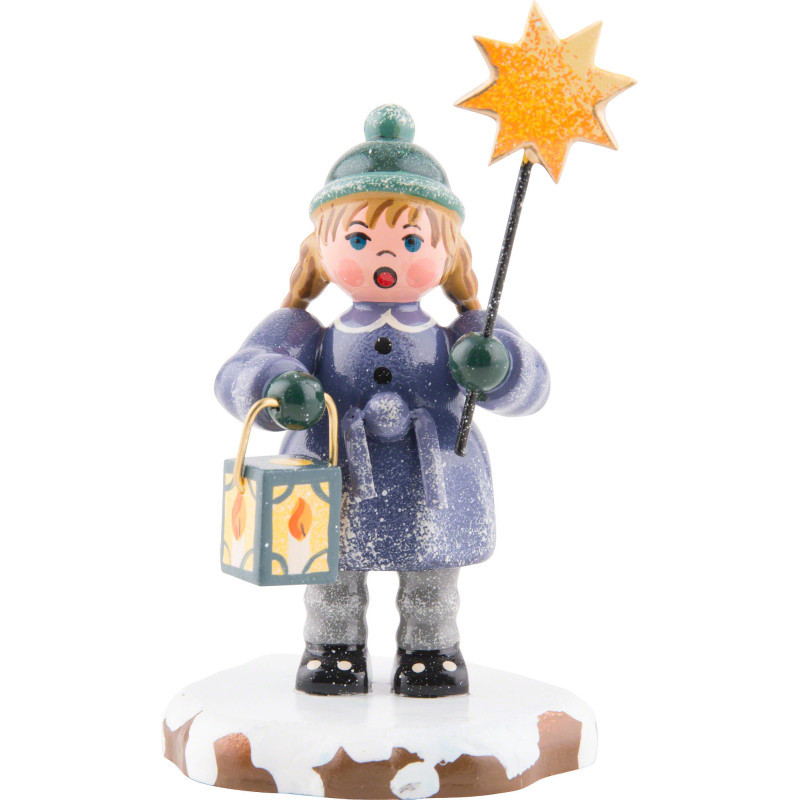 Winterkinder Mädchen mit Stern und Laterne - 8 cm