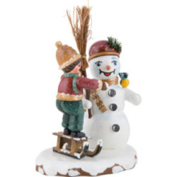 Winterkinder Junge mit Schneemann - 11 cm
