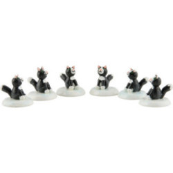 Winter Children Black Cat - Set of Six - 2,5 cm / 1 inch