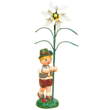 Blumenkind Junge mit Edelweiß - 11 cm