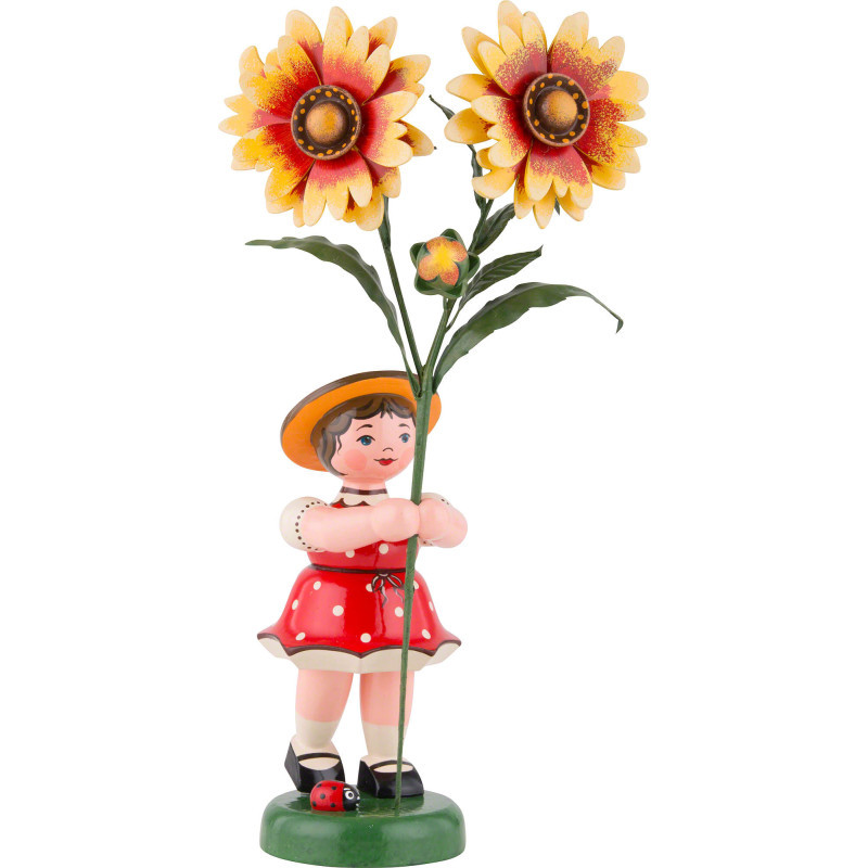 Blumenkind Mädchen mit Kokardenblume - 24 cm