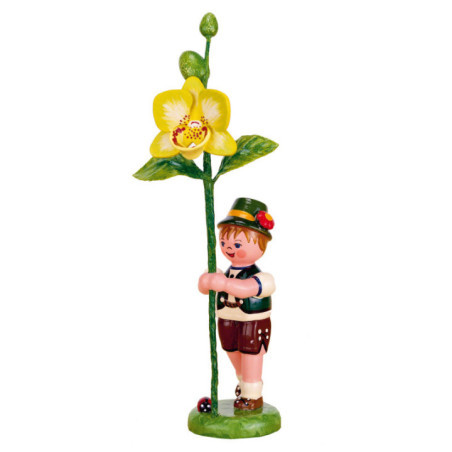 Blumenkind Junge mit Orchidee - 11 cm