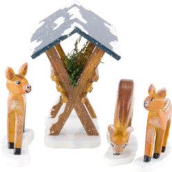Winter Children Manger with 3 Deer - 3-7 cm / 1,5-3 inch
