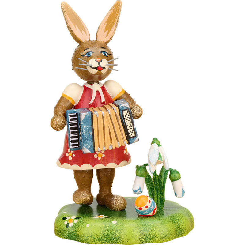 Hasenmusikant Mädchen mit Akkordeon - 8 cm