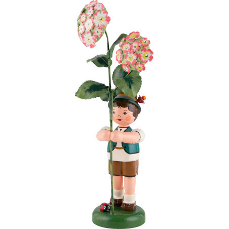 Blumenkind Junge mit Hortensie - 24 cm