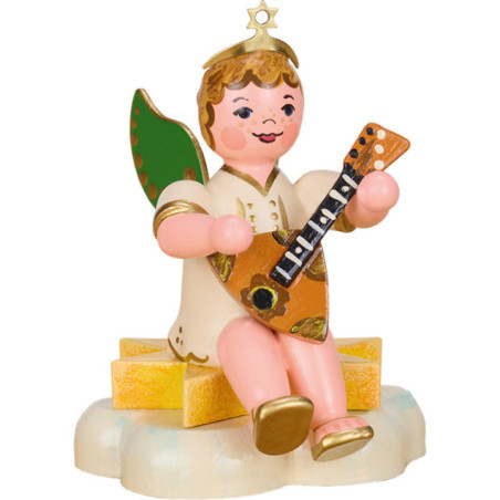 Engelbub sitzend mit Balalaika - 6,5 cm