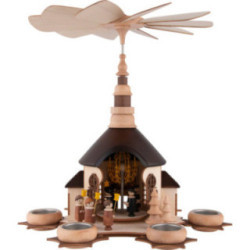 1-Tier Pyramid Seiffen Church with Carolers - 36 cm / 14.2 inch