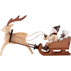Thiel-Figur Nikolaus im Rentierschlitten - natur - 8,5 cm