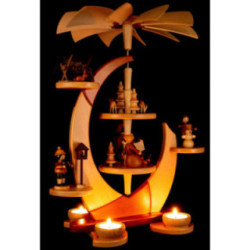 2-Tier Tea Candle Pyramide Sail with Figures - 42 cm / 16.5 inch