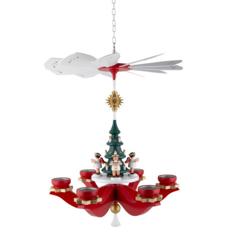1-Tier Hanging Pyramid - Angels, Red - 47 cm / 18.5 inch