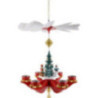 1-Tier Hanging Pyramid - Winter Children, Red - 48x38x38 cm / 18.5x15x15 inch