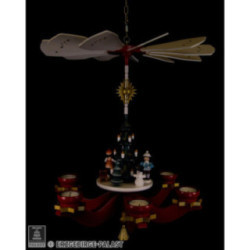 1-Tier Hanging Pyramid - Winter Children, Red - 48x38x38 cm / 18.5x15x15 inch