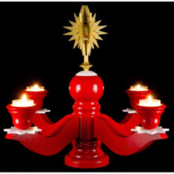 Advent Candle Holder with Star, Red  - 30 cm / 11.8 inch