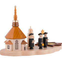 Teelichthalter mit Seiffener Kirche und Kurrende - 13 cm