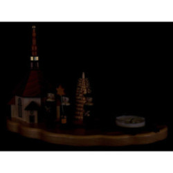 Teelichthalter mit Seiffener Kirche und Kurrende - 13 cm