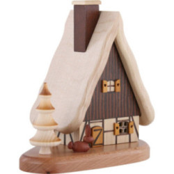 Rauchhaus auf Sockel, natur - 16x15,5x10 cm