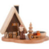 Rauchhaus mit Weihnachtsmann auf Sockel, natur - 16x21,5x12 cm