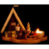 Smoker - House with Santa Claus on Pedastal for One Tea Candle, Natural - 16x21,5x12 cm / 4.7 inch