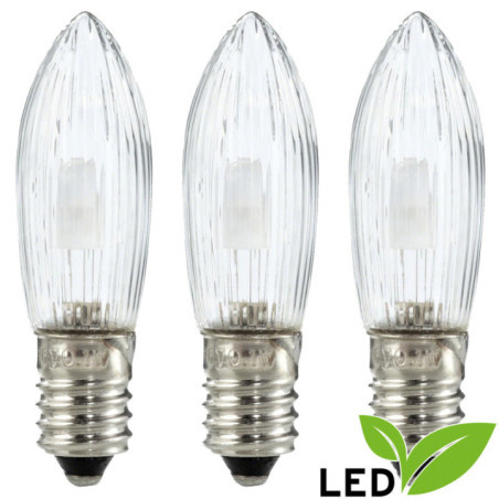 LED-Riffelkerze klar - Sockel E10 - warmweiß - 0,1-0,3W